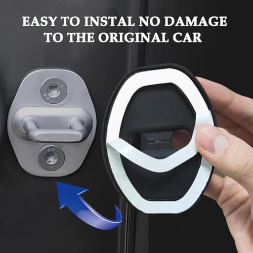 TAZLYN car Door Lock Protector Cover 4PCS Car Silicone Rubber Car Door Shock Absorber Rubber Pads for Enhanced Protector Lock Accessories All Universal SUV & Cars Locks Cover (Pack of 4) Black - Image 4
