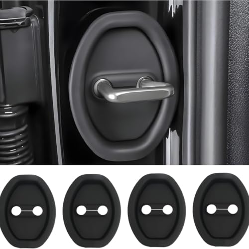 TAZLYN car Door Lock Protector Cover 4PCS Car Silicone Rubber Car Door Shock Absorber Rubber Pads for Enhanced Protector Lock Accessories All Universal SUV & Cars Locks Cover (Pack of 4) Black - Image 1