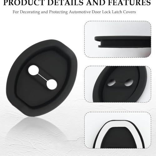 TAZLYN car Door Lock Protector Cover 4PCS Car Silicone Rubber Car Door Shock Absorber Rubber Pads for Enhanced Protector Lock Accessories All Universal SUV & Cars Locks Cover (Pack of 4) Black - Image 3