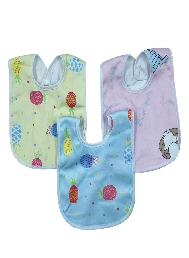 Dagcros Baby Bibs - Soft Cotton Waterproof Bibs for Infants & Toddlers - Cute Printed Design - Adjustable Snap Closure - Pack of 3 - Image 1