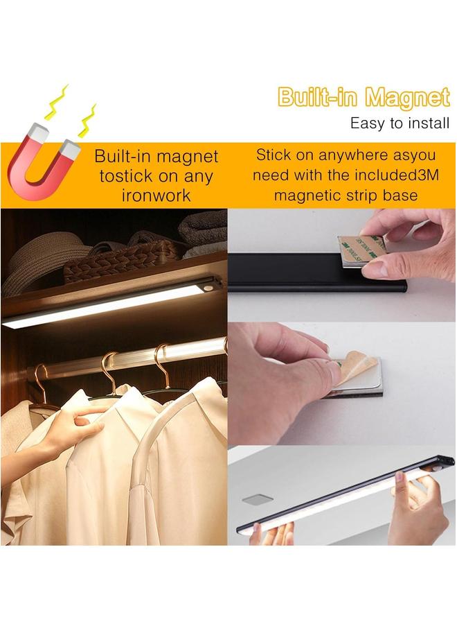 HOMESTAR Motion Sensor Closet Lights, 3-Color Dimming LED Rechargeable Night Light, Magnetic Wireless Light for Kitchen, Staircase, Wardrobe, Study Light(Black)  - Image 5