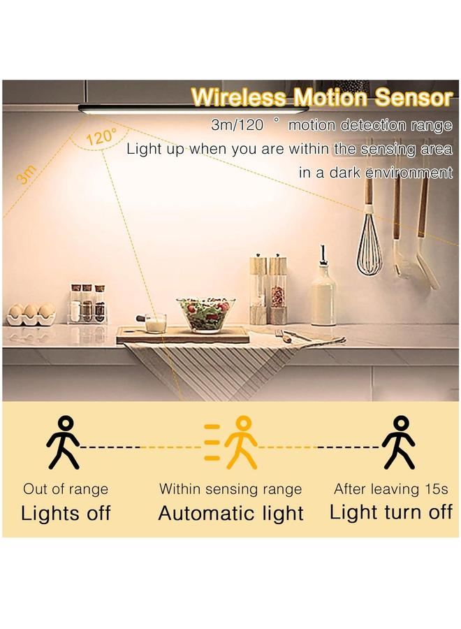 HOMESTAR Motion Sensor Closet Lights, 3-Color Dimming LED Rechargeable Night Light, Magnetic Wireless Light for Kitchen, Staircase, Wardrobe, Study Light(Black)  - Image 3