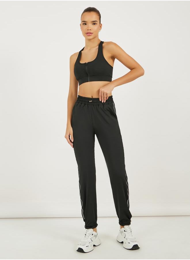 Styli Contrast Side Seam Cuff String Detail Joggers  - Image 1