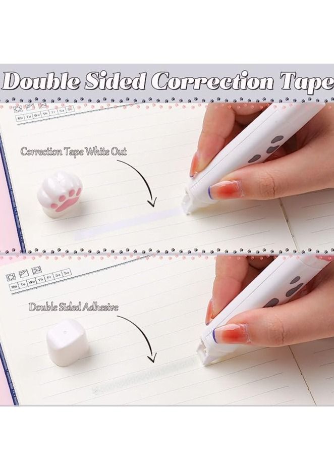 Gerenic 8 Pcs Cute Cat Paw Stationery Set Kawaii School Supplies Including Pencil Sharpener Retractable Eraser Correction Tape Sticky Notes Ruler Mini Scissors Utility Knife for Cat Lovers Students (White) - Image 5