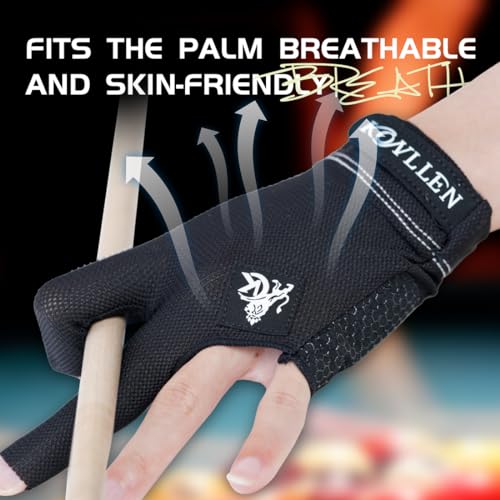 KONLLEN Billiards Gloves for Left Hand/Right Hand L/XL Pool Gloves Professional Non-Slip Adjustable Breathable Snooker Gloves Popular Sizes for Men & Women - Image 4