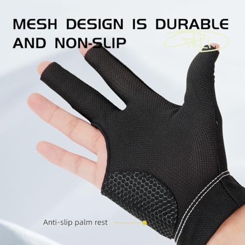 KONLLEN Billiards Gloves for Left Hand/Right Hand L/XL Pool Gloves Professional Non-Slip Adjustable Breathable Snooker Gloves Popular Sizes for Men & Women - Image 5