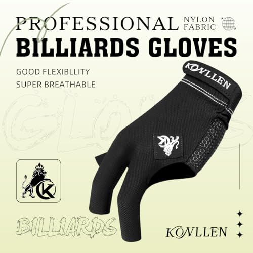 KONLLEN Billiards Gloves for Left Hand/Right Hand L/XL Pool Gloves Professional Non-Slip Adjustable Breathable Snooker Gloves Popular Sizes for Men & Women - Image 2