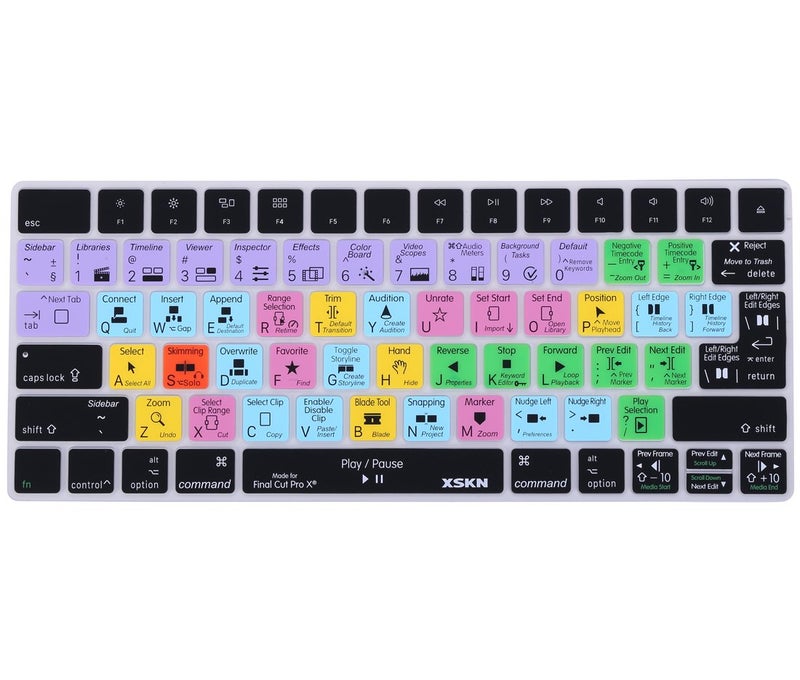 XSKN Final Cut Pro X 10 Shortcut Keyboard Silicone Cover for Apple Magic Keyboard US and EU Layout Both (MLA22LL/A) (MLA22B/A) - Image 1
