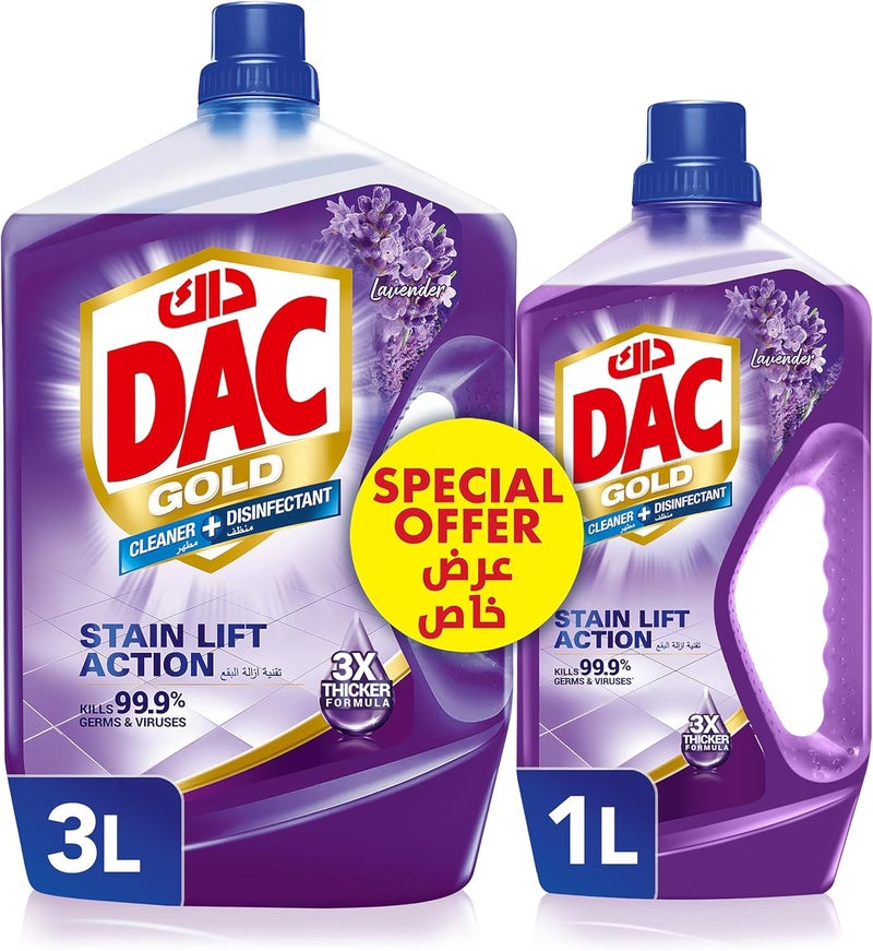 DAC Gold Disinfectant Multi-Purpose Cleaner, Lavender, 3 + 1 L - Image 1