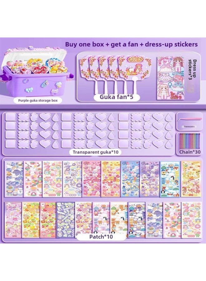 Goo Card Brick Quicksand Goo Card Fan Cream Glue Set For Girls Luxury Cream KUKA Gift Box Hand Account Sticker Gift-Color:Guka Cream Glue Entry-level Model  - Image 1