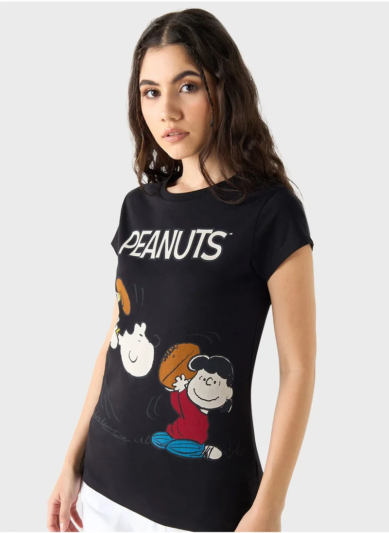 اس بي كاركترز Peanuts Print T-Shirt