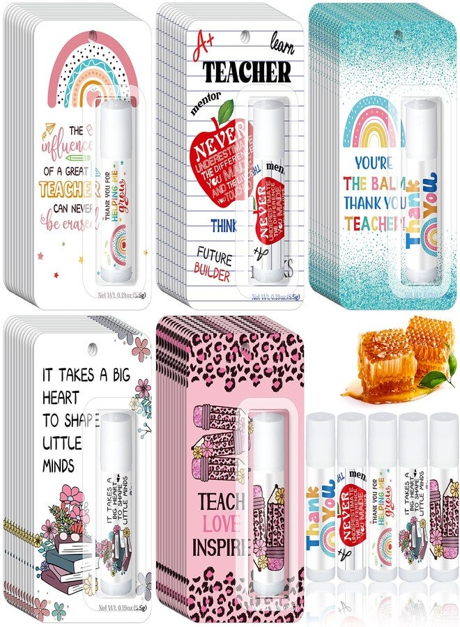 Sacubee 60 Pack Teacher Appreciation Gifts Bulk Lip Balms Teacher Week Employee Coworkers Team Thank You Gift Honey Flavor Balm Inspirational Motivational Graduation Party Gifts - Image 1