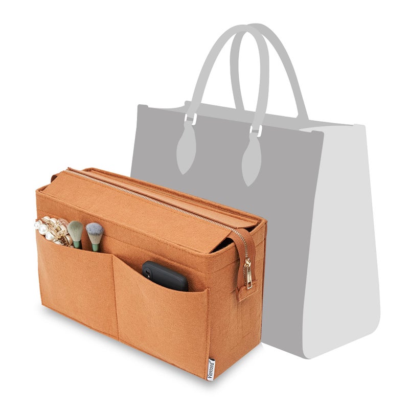 Vercord Felt Purse Organizer Insert Onthego 35 Handbag Tote Bag Organizer Bag in Bag with Removable Zipper - Image 1