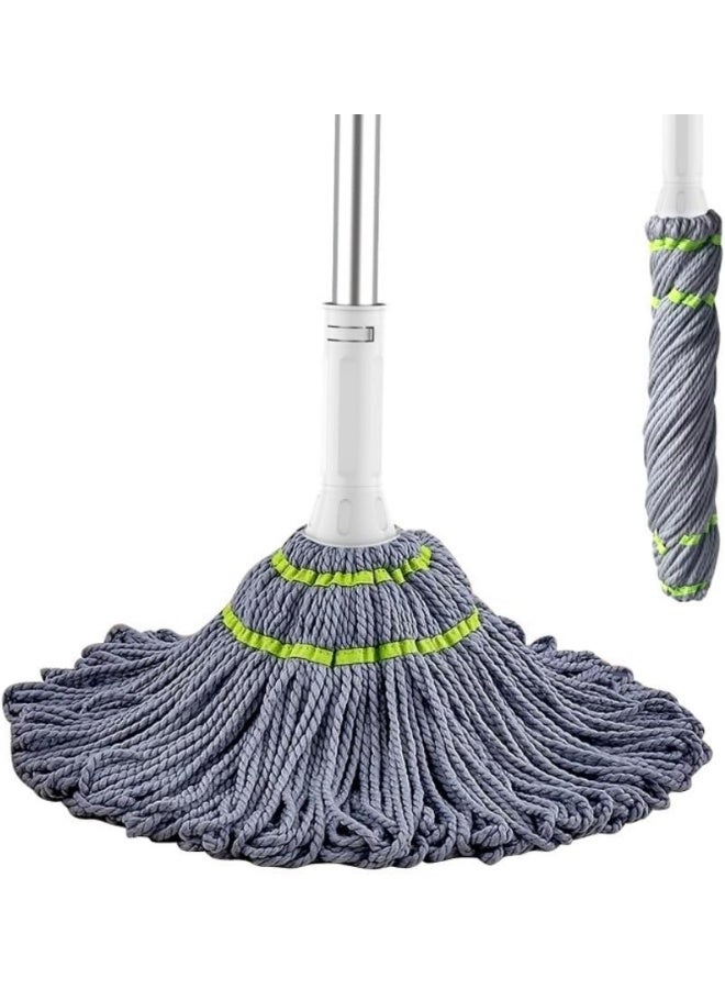 ممسحة من الألياف الدقيقة ذاتية العصر بمقبض قابل للتمديد من الفولاذ المقاوم للصدأ، ممسحة متعددة الأغراض للأرضيات الرطبة والجافة للمنزل والمطبخ والحمام والجدران وتنظيف الأسطح العالية - Image 1