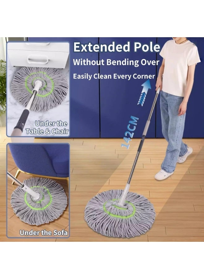 ممسحة من الألياف الدقيقة ذاتية العصر بمقبض قابل للتمديد من الفولاذ المقاوم للصدأ، ممسحة متعددة الأغراض للأرضيات الرطبة والجافة للمنزل والمطبخ والحمام والجدران وتنظيف الأسطح العالية - Image 2