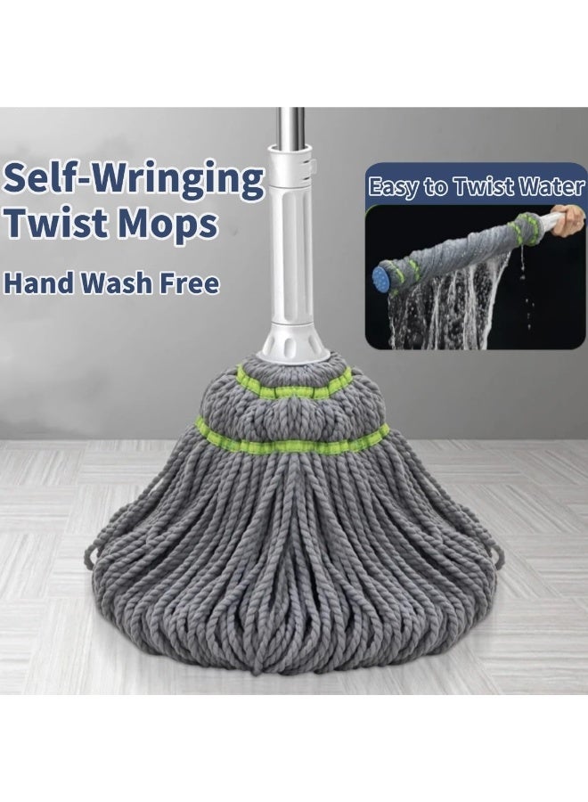 ممسحة من الألياف الدقيقة ذاتية العصر بمقبض قابل للتمديد من الفولاذ المقاوم للصدأ، ممسحة متعددة الأغراض للأرضيات الرطبة والجافة للمنزل والمطبخ والحمام والجدران وتنظيف الأسطح العالية - Image 5