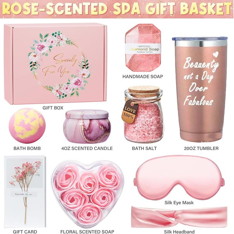 Beauenty 10PC Scented Candles & Bath Bombs Set,Gifts for Women for Birthday Women's Day Mother's Day,Bubble Bath Set Gifts,Relaxing Spa Gift Set for Women (pink) - Image 3