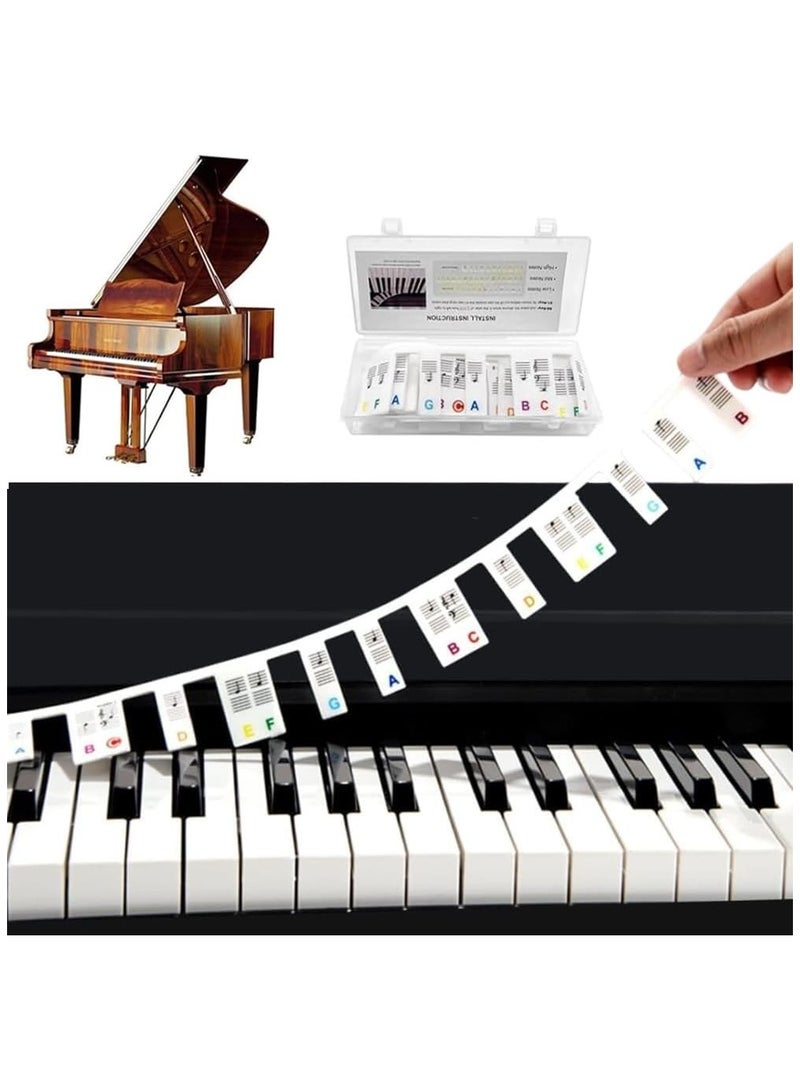 Colorful Piano Keyboard Note Labels,Removable Piano Keyboard Stickers 88 Key Full Size Comes with Box Silicone No Need Stickers Piano Key Labels Reusable Piano Notes Guide for Kids Beginners - Image 1