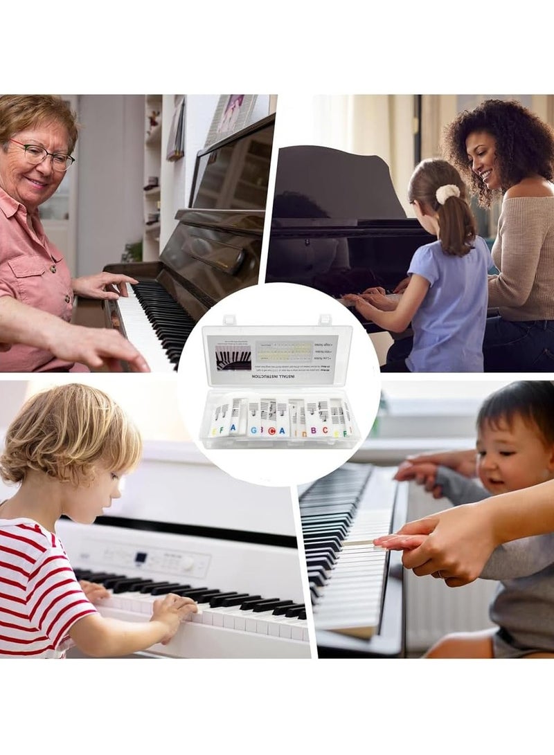 Colorful Piano Keyboard Note Labels,Removable Piano Keyboard Stickers 88 Key Full Size Comes with Box Silicone No Need Stickers Piano Key Labels Reusable Piano Notes Guide for Kids Beginners - Image 3
