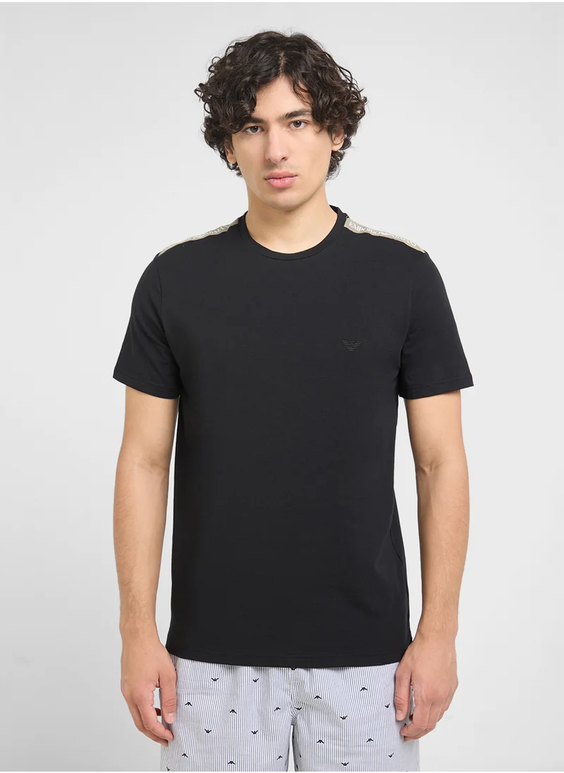 EMPORIO ARMANI Beachwear Logo Crew Neck T-Shirt