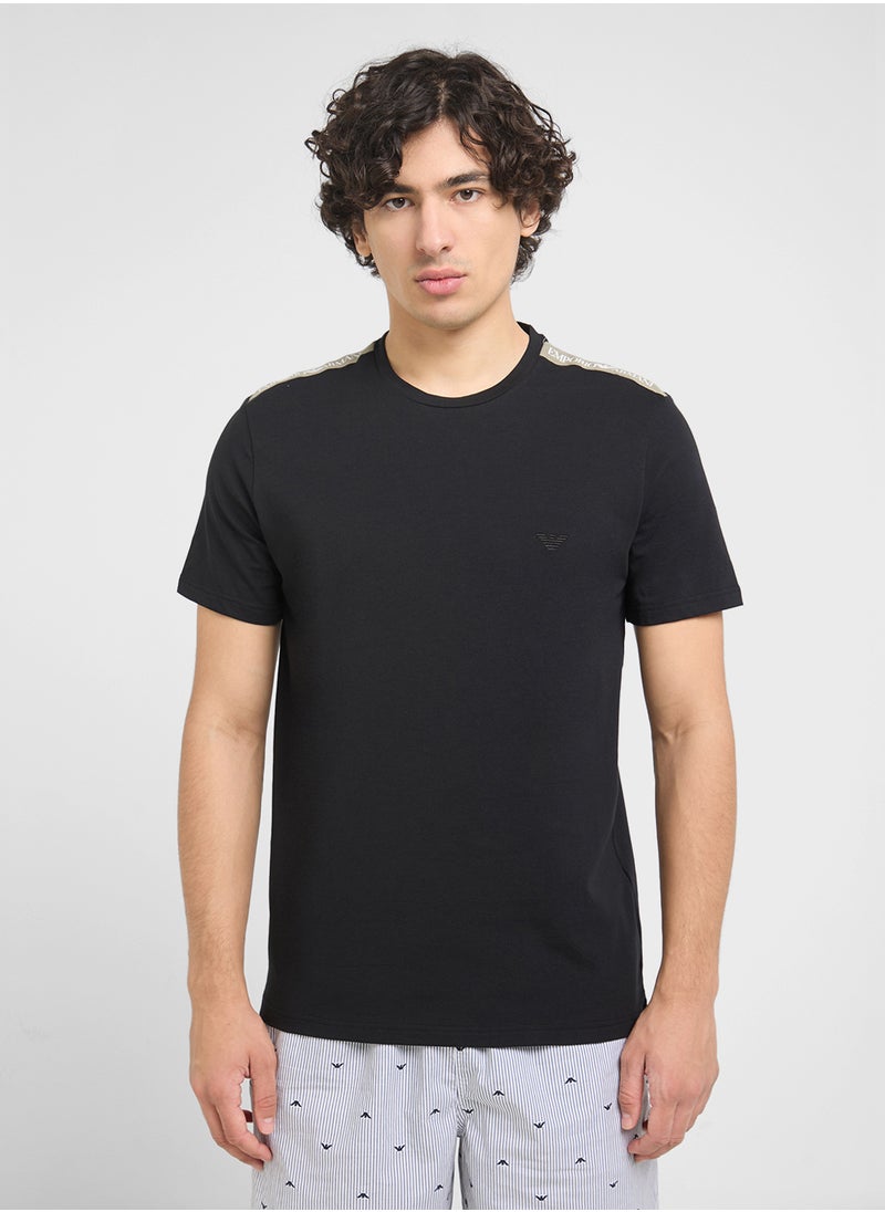 EMPORIO ARMANI Beachwear Logo Crew Neck T-Shirt  - Image 1