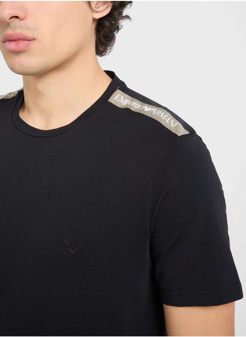 EMPORIO ARMANI Beachwear Logo Crew Neck T-Shirt  - Image 3