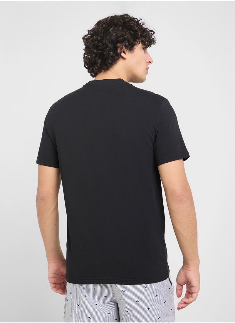 EMPORIO ARMANI Beachwear Logo Crew Neck T-Shirt  - Image 2