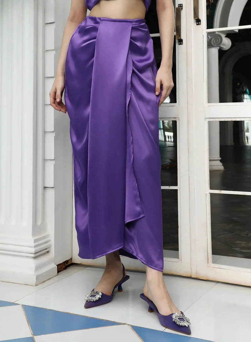 Qissa  Qissa Women's Amethyst Purple Embellished Tailored Co-Ord Set For Ethnic Wear | Lapel Collar , Sleeveless , Asymmetrical Hem | Embellished Fabric | 3 Piece Co-Ords Designed For Evening & Party Wear for Women | Best Price UAE