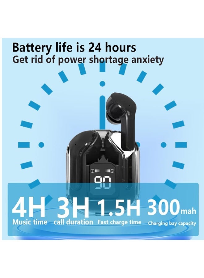 PULUZ سماعات أذن لاسلكية، سماعات بلوتوث 5.3 مع شاشة LED لعرض الطاقة، سماعات ستيريو بيس، سماعات أذن داخل الأذن مع ميكروفون لإلغاء الضوضاء، سماعات رياضية مع ميكروفون لنظام أندرويد و iOS - Image 4