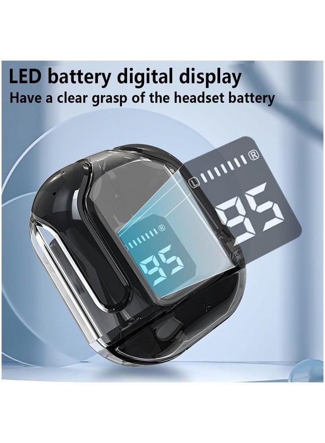 PULUZ سماعات أذن لاسلكية، سماعات بلوتوث 5.3 مع شاشة LED لعرض الطاقة، سماعات ستيريو بيس، سماعات أذن داخل الأذن مع ميكروفون لإلغاء الضوضاء، سماعات رياضية مع ميكروفون لنظام أندرويد و iOS - Image 3