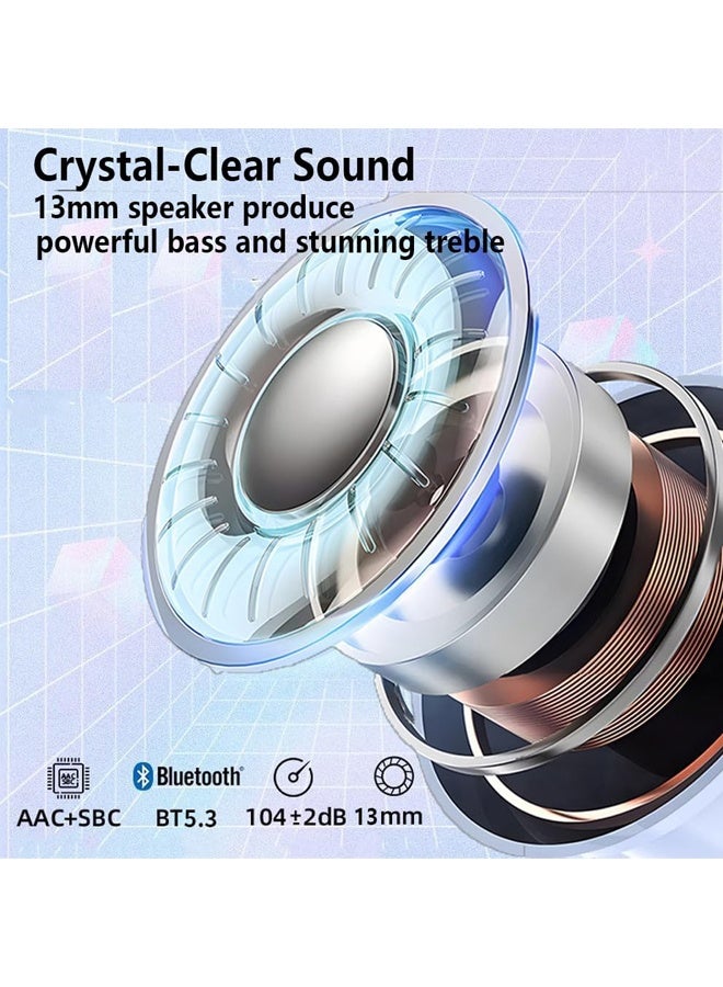 PULUZ سماعات أذن لاسلكية، سماعات بلوتوث 5.3 مع شاشة LED لعرض الطاقة، سماعات ستيريو بيس، سماعات أذن داخل الأذن مع ميكروفون لإلغاء الضوضاء، سماعات رياضية مع ميكروفون لنظام أندرويد و iOS - Image 2