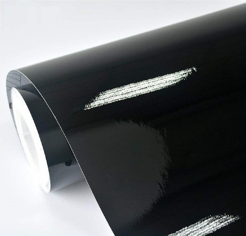 HOME13 Vinyl Wrap Self Adhesive Wrap for Car & Bike Waterproof Vinyl Wrap Sheet Sticker & Decal Roll Film Air Release (12'x'80 Inch, Black_Glossy) - Image 1