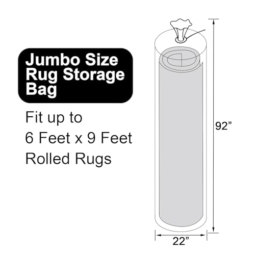 HFKPJRT 2 Pcs Rug Bags for Moving Jumbo Plastic Carpet Rug Storage Bag Up to 6 x 9 Feet Heavy Duty 47 Mil Carpet Bag with Zip Ties Blank Labels for Storage Moving Packing Shipping - Image 3