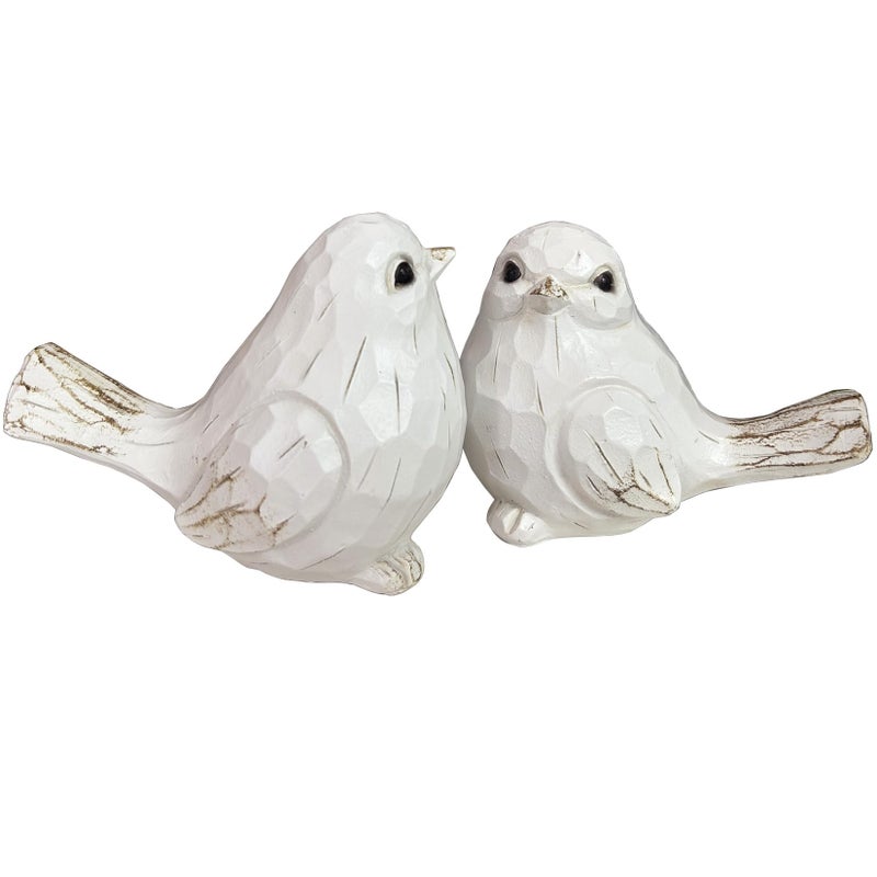 realideas Set of 2 White Bird Decor for Home Decor, Farmhouse Bird Decor Bird Statue Sculpture - Decorative Carved Rustic Distressed Animal Bird Decor Ornaments - Collectible Bird Figurine | Spring - Image 1