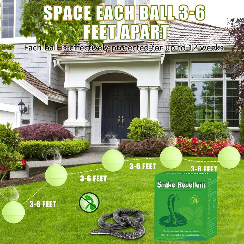 Enbabbor 36 Pack Snake Repellent for Yard, Powerful Outdoor & Indoor Lizard be Gone for Garden Lawn, Natural Lizard Repellent for Outdoor Camping Fishing, Effective Repels Snakes Lizard Pets Safe Balls Green - Image 4