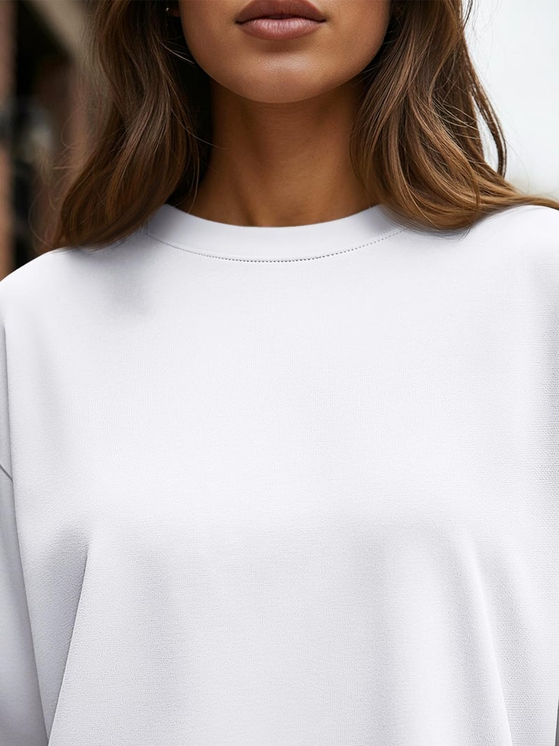 Trendy Queen Womens Spring Tops Oversized Long Sleeve T Shirts 2026 Basic Tee Fall Casual Workout Y2K Clothes White M - Image 5