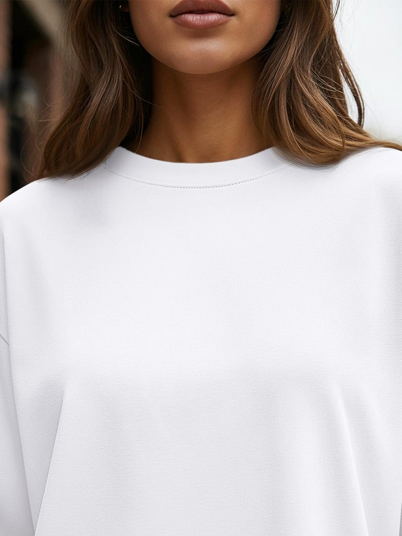 Trendy Queen Womens Spring Tops Oversized Long Sleeve T Shirts 2026 Basic Tee Fall Casual Workout Y2K Clothes White M - Image 4
