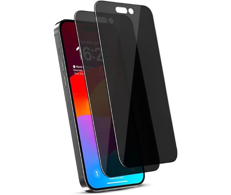 iPhone 13 Pro Privacy Screen Protector, Anti Spy Protection, Bubble Free Installation, Anti Scratch Resistant, Touch Sensitive, Case Friendly Tempered Glass (Pack of 2)