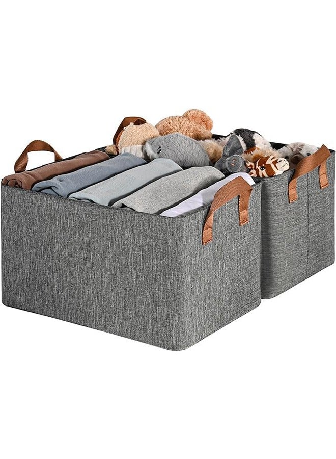 JCB CHIC Linen Storage Baskets with Metal Frame, Shelf Organizer Bins, Fabric Baskets Foldable Storage Bin, Closet Organizers and Storage, Storage Basket - Image 1