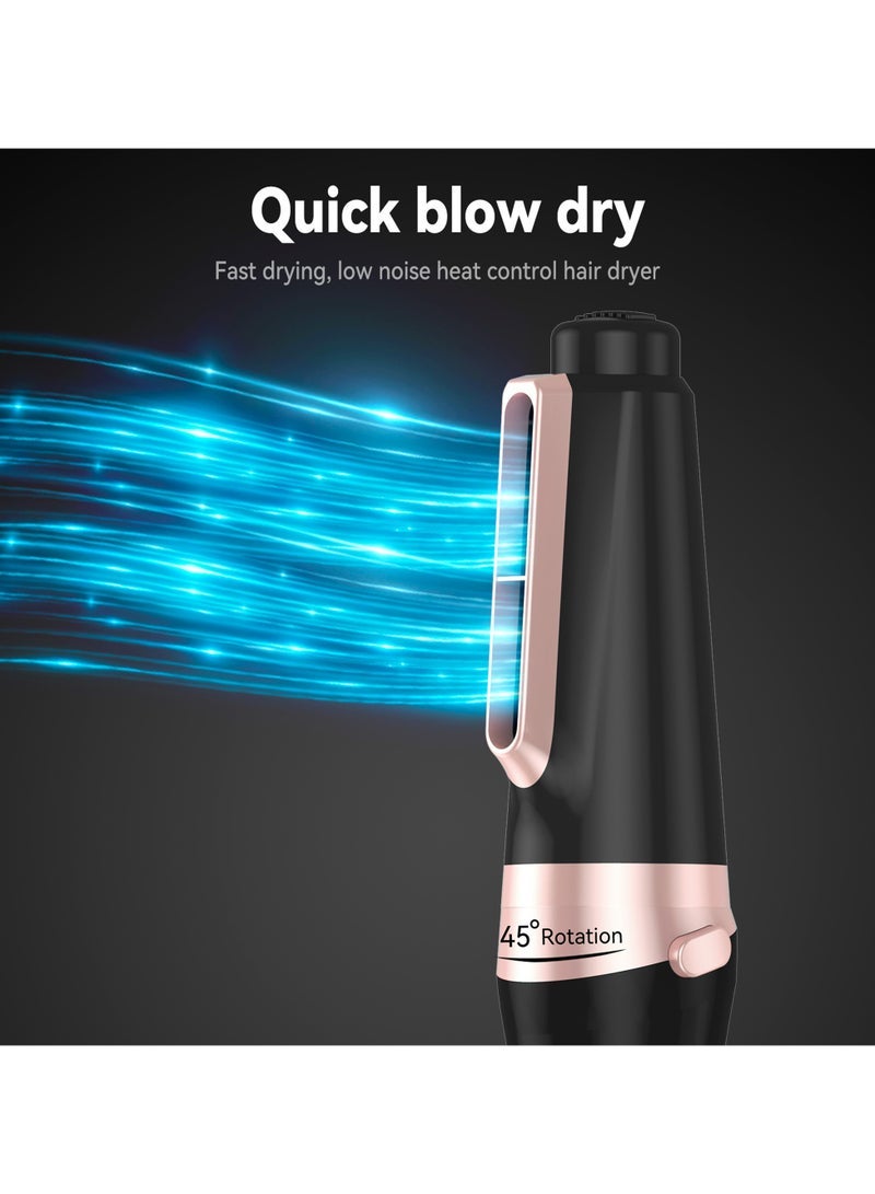 UKLISS 3-in-1 Hair Dryer & Hot Air Brush – 1000W Ionic Rotating Styler with 2 Detachable Brushes, Fast Drying & Curling & Straightener(Black) - Image 2