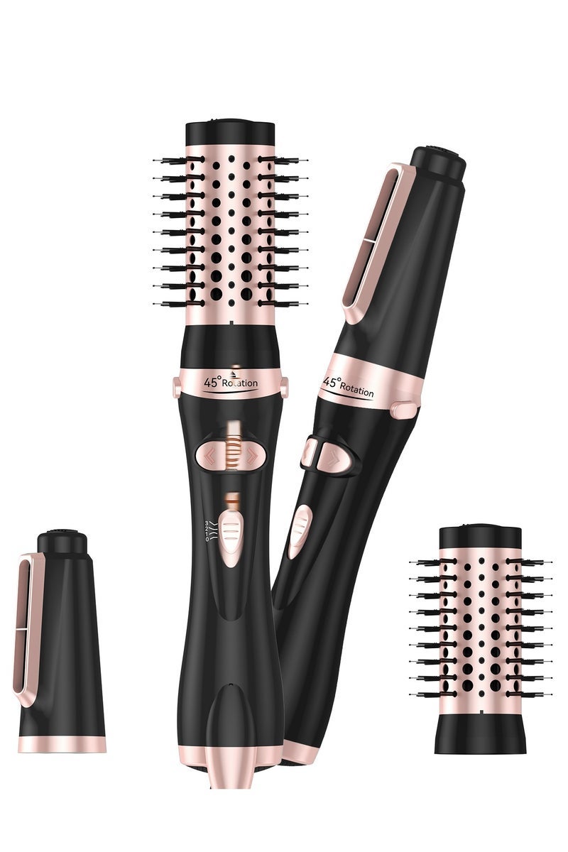 UKLISS 3-in-1 Hair Dryer & Hot Air Brush – 1000W Ionic Rotating Styler with 2 Detachable Brushes, Fast Drying & Curling & Straightener(Black) - Image 1