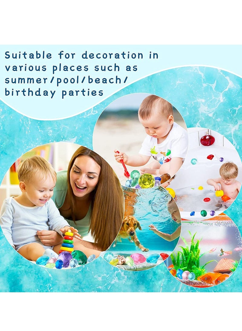 Y&D - 24 Diving Gems Pool Toys with 3 Treasures Pirate Box Summer Swimming Teaching Colorful Sinking Underwater Gem Dive Throw Toy - Image 1
