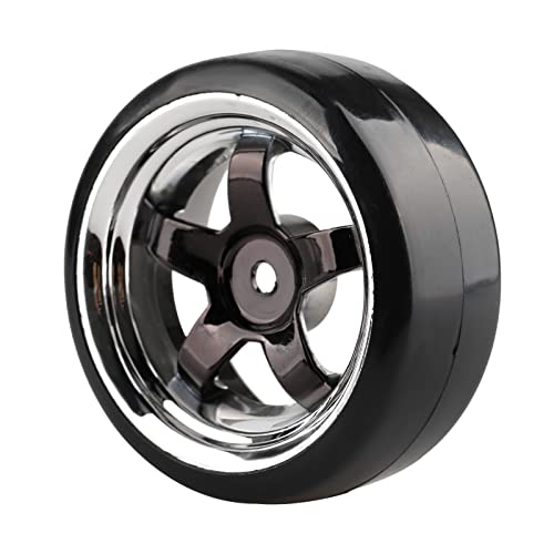 Shaluoman جنط شالوومان 5-spoke 12mm مع إطارات بلاستيكية صلبة لسيارات RC 1:10 درفت لون أسود، إطارات وعجلات RC 1/10 لسيارات درفت Redcat HSP HPI 1/10 - Image 4