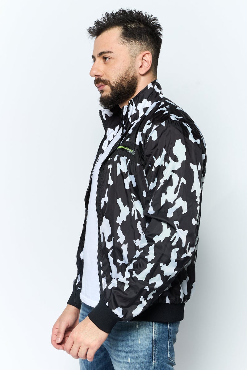 Trussardi Jeans Men Allover Printed Windbreaker Jacket, Multicolor - Image 3