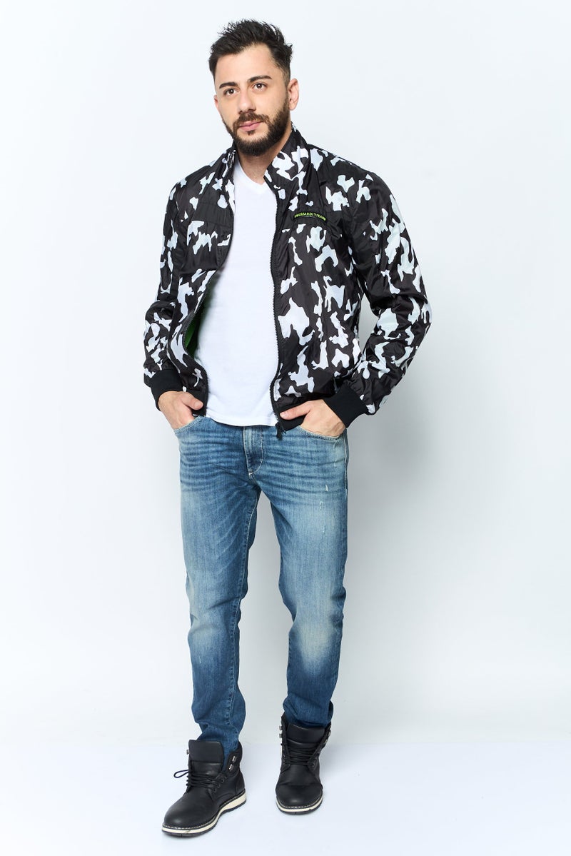 Trussardi Jeans Men Allover Printed Windbreaker Jacket, Multicolor - Image 2