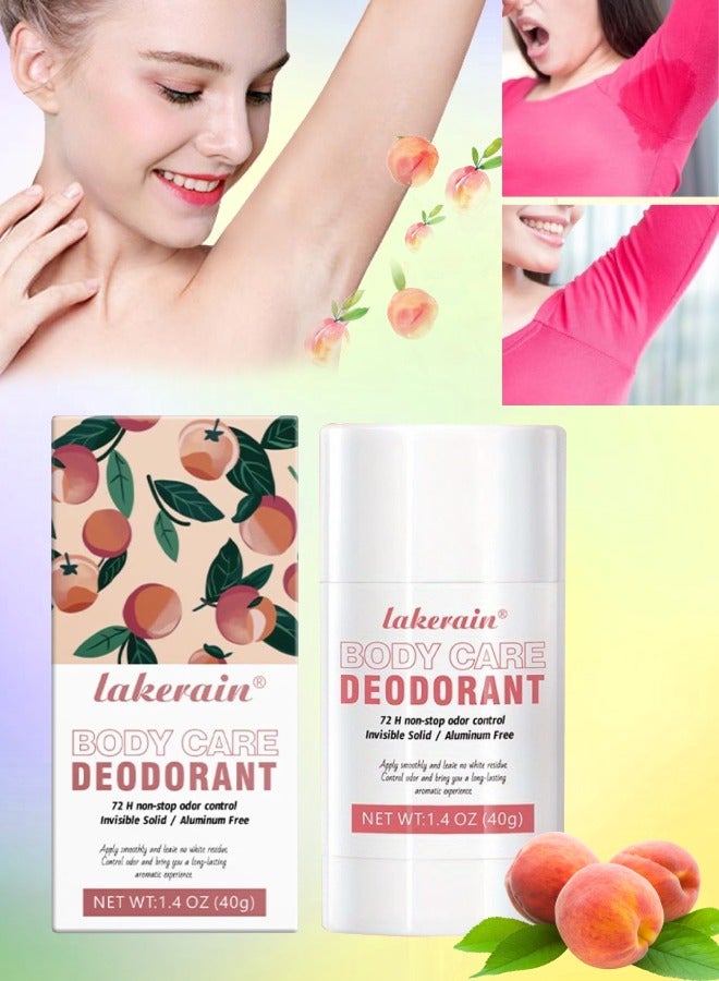 lakerain مزيل عرق للعناية بالجسم، كريم غير مرئي للتحكم في الروائح الكريهة تحت الإبط وأجزاء أخرى من الجسم، خالٍ من الألومنيوم، لا يترك بقايا بيضاء، مزيل عرق للجسم يدوم طويلاً، لون الخوخ 40 جرام - Image 1