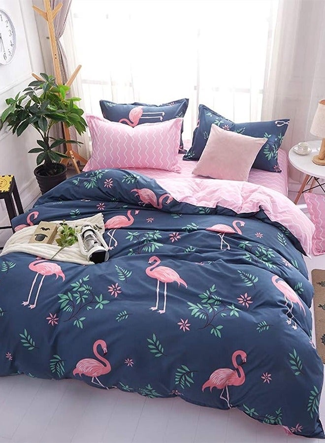 King Size 220x240 cm - 6-Pcs Bed Set, Microfiber Fabric - 1 Duvet Cover, 1 Fitted Sheet, 4 Pillowcases ， Breathable, comfortable and soft (Filler Not Included)