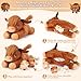 gnomantic 4 Pieces Highland Cow Stuffed Animals 1 Mommy Stuffed Highland Cow with 3 Babies Brown Cow Gifts for Girls Age 38 Cows Plush Toys for Christmas Valentines Birthday Gifts Brown - Image 4