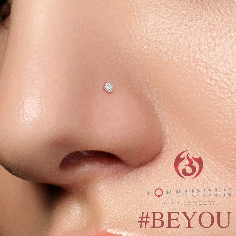 Forbidden Body Jewelry مجموعة حلق أنف مجوهرات الجسم المحظورة من الفضة الإسترلينية مع أحجار زركونيا مكعبة تشبه الماس 22G - Image 3