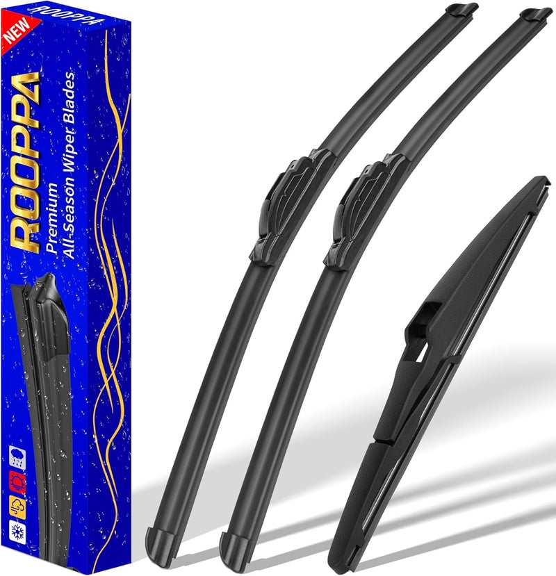 Rooppa Windshield Wiper Blades Original Equipment For Replacement - 26in/16in/10in (Set of 3) U/J HOOK - Image 1